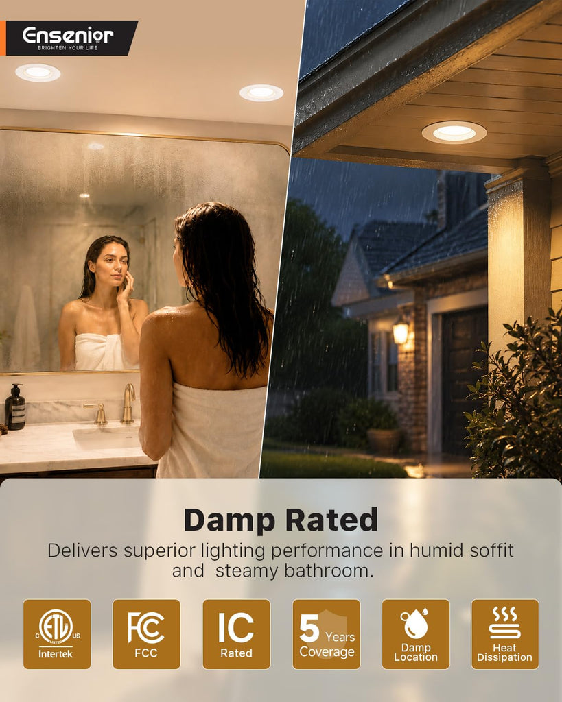 5/6 Inch LED Recessed Can Lights, 5CCT, 9W, 1000LM, 24 Pack