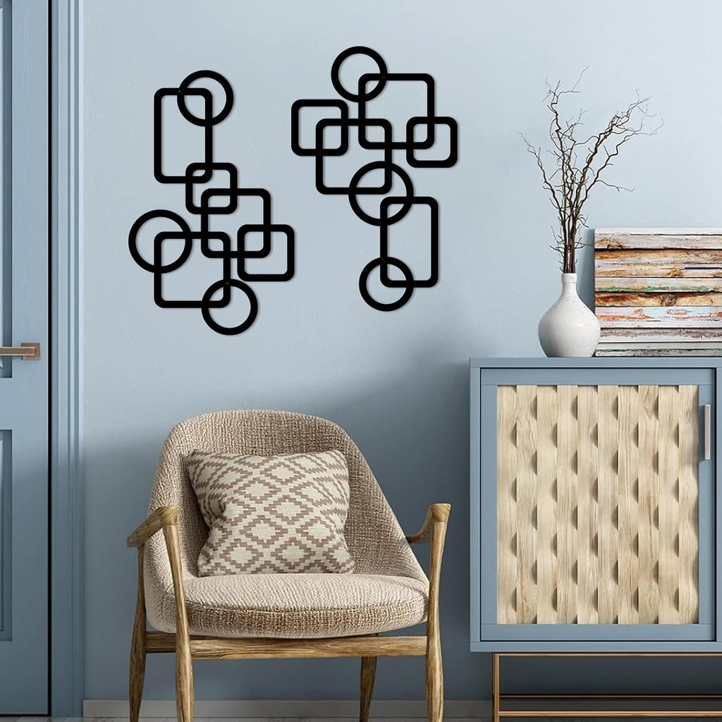 Mid Century Metal Wall Art 3D Elegance Abstract Wall Decor - Set of 2