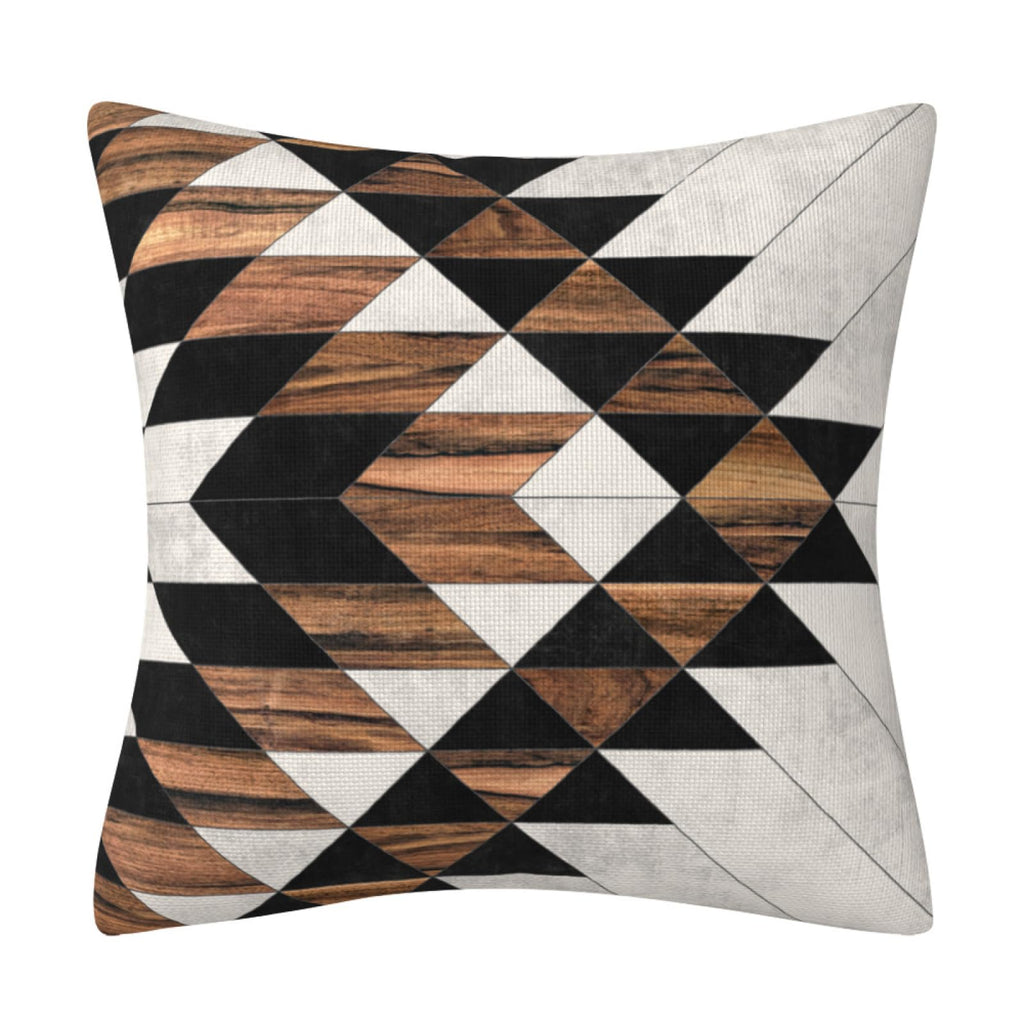 Geometric Black Brown Throw Pillow Cover Farmhouse Decorative Throw Pillowcase Indoor Outdoor Cushion Cover Tribal
