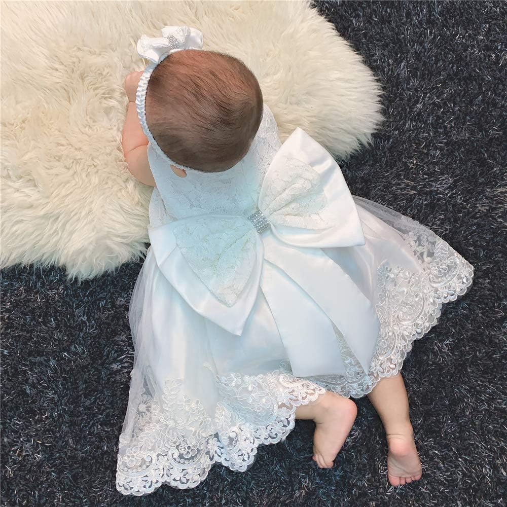 Toddler Baby Girl Embroidered Tutu Ball Gown Lace Dresses with Headwear
