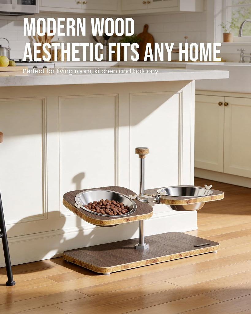 Elevated Dog Bowls, Adjustable Height & Tilt Bowl Stand