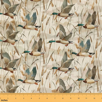 Mallard Duck Fabric By The Yard Flying Ducks Wild Animal