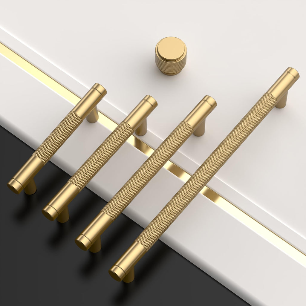Champagne Bronze Knurled Cabinet Pulls 5 in 6 Pack
