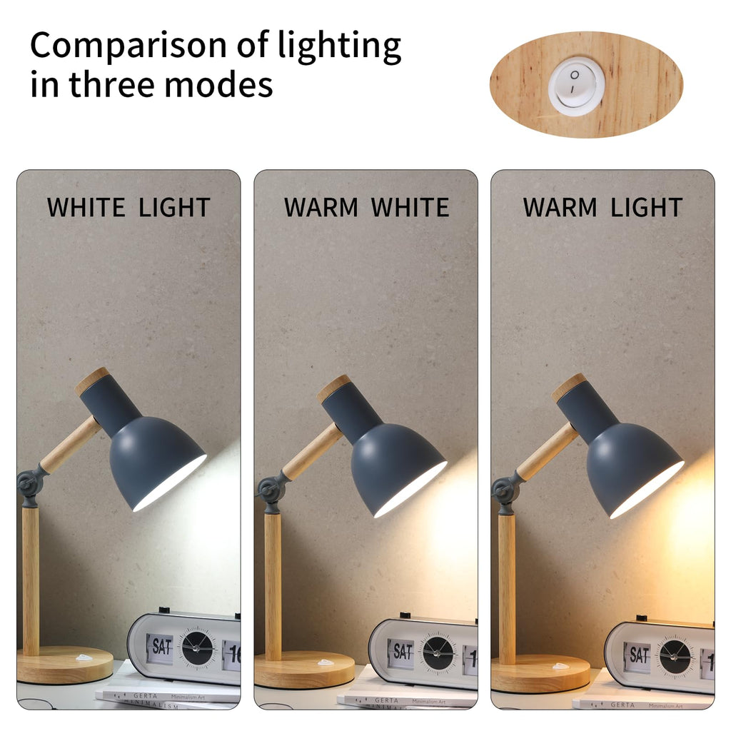 Adjustable Wooden Arm Desk Lamp, Table Lamp for Reading office Bedroom