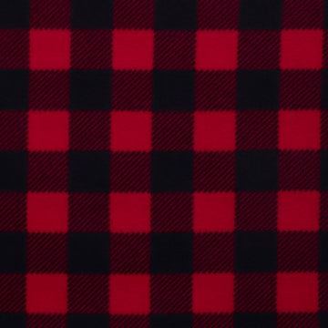 Polar Fleece Buffalo Plaid Stripe, Red Cut by The Yard