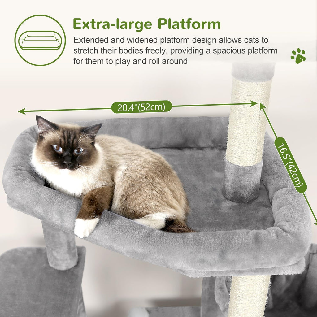 Sturdy Cat Tree for Indoor Cats 20 lbs, Cloud Grey