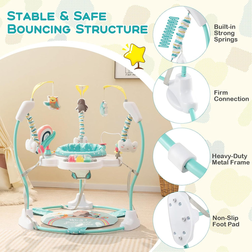 Jumpers and Bouncers, Infant Activity Center with Music Lights Sounds, 360° Rotating Seat and 3 Adjustable Heights