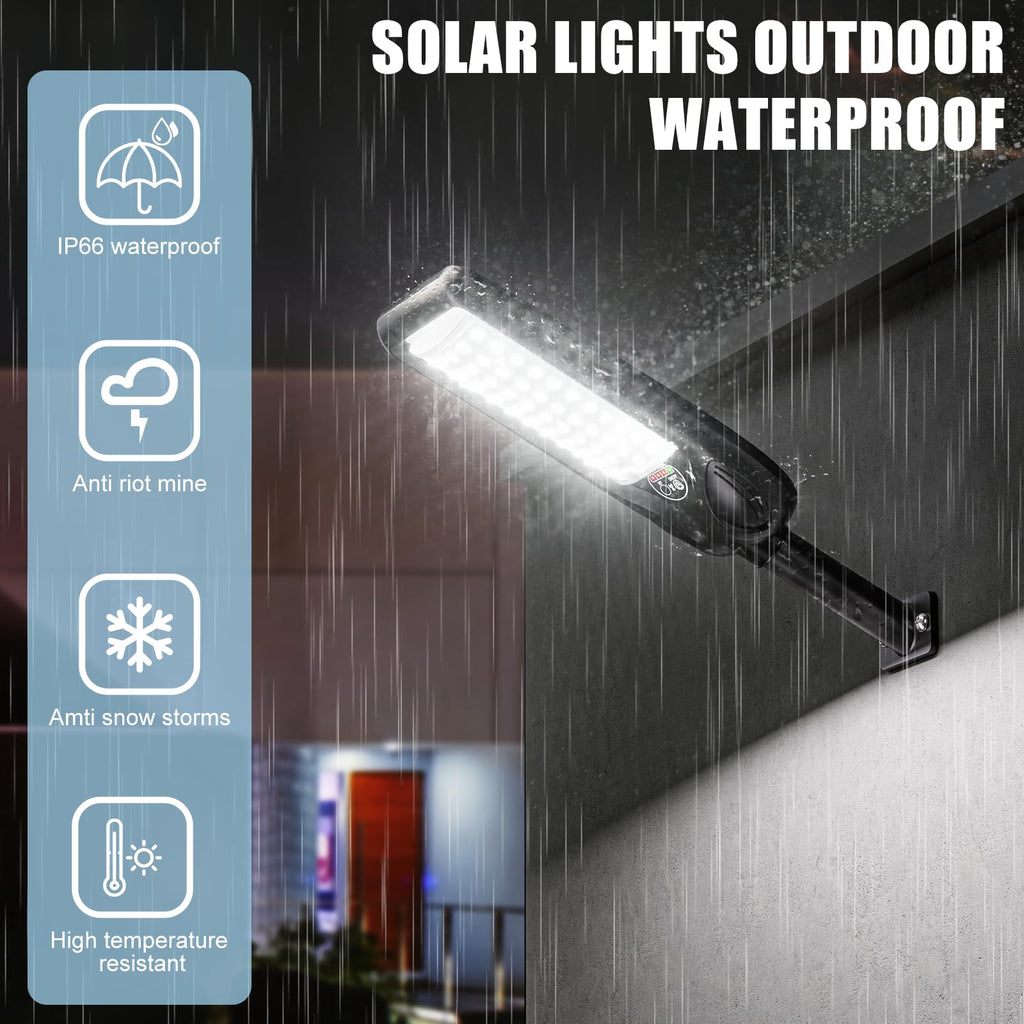 Solar Street Lights Outdoor Waterproof, Dusk to Dawn Solar Lights with Motion Sensor and Remote Control Solar