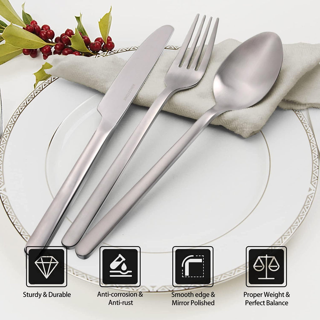 Silverware Set, 20 Piece Flatware Cutlery Set for 4, 18/10 Stainless Steel Silverware Mirror Polished Dishwasher Safe