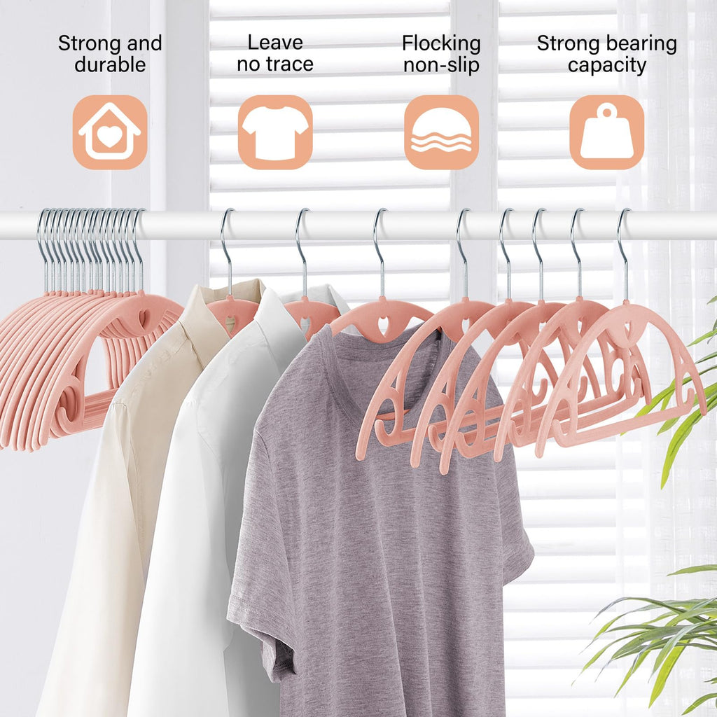 Velvet Hangers Felt Clothes Hangers 30 Pack Black Grey Pink/18 XL