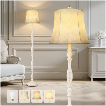Rustic 66" Wash White Floor Lamp Bedroom