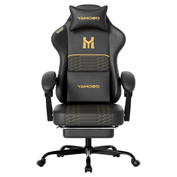Gaming Chair with Footrest, Ergonomic Video Game Chair with Adjustable Lumbar and Headrest Massage Support, PU Leather