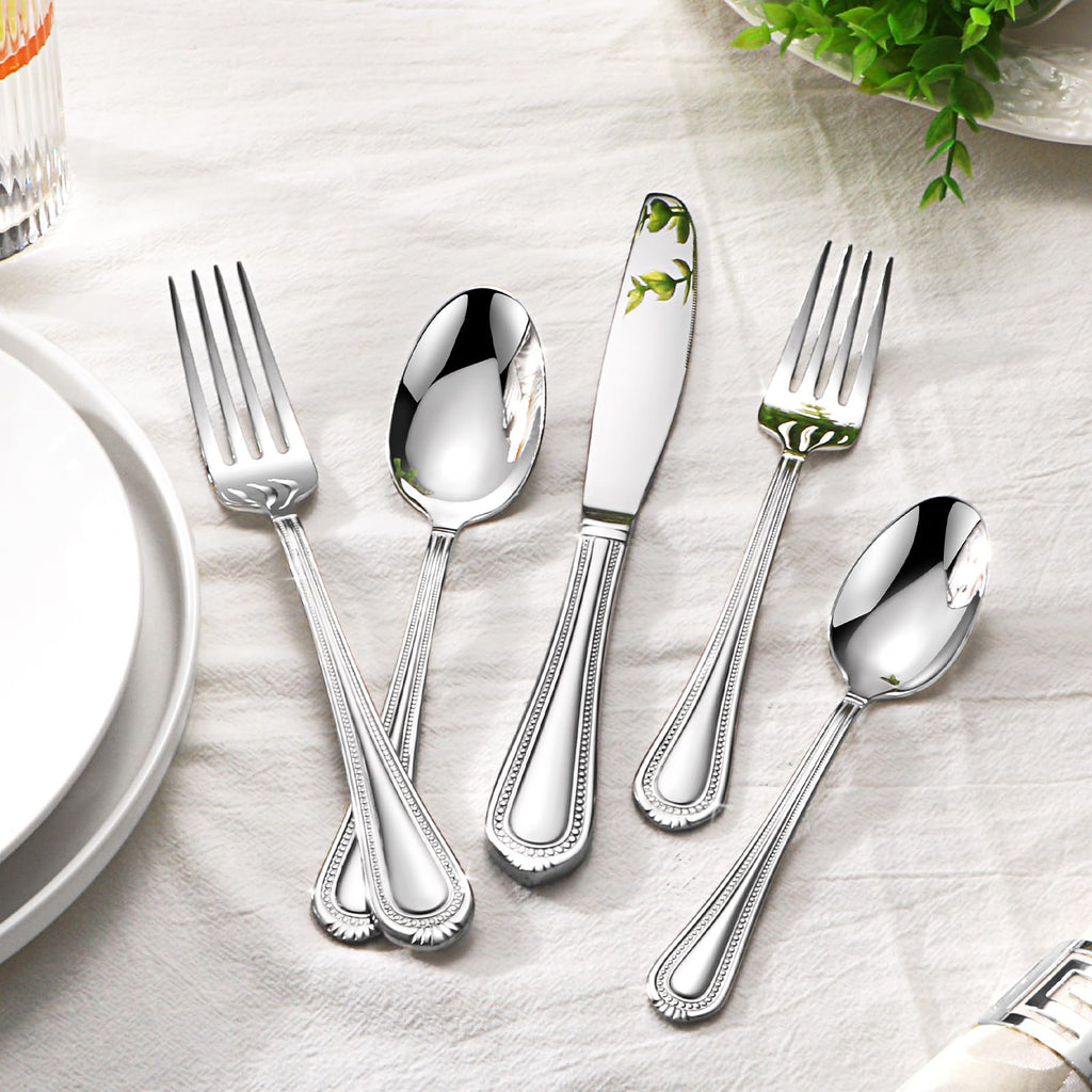 Silverware Set for 6, 30-Piece 18/10 Stainless Steel Flatware Set, Mirror Polished Modern Cutlery Set include Fork