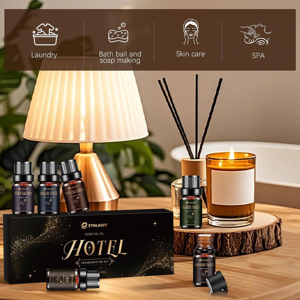 Diffuser Oil, My Way, Dream State, Coastal Cabine, Inspired by The Most Popular 5-Star Hotel Scents, Fragrance Oil - Set of 6