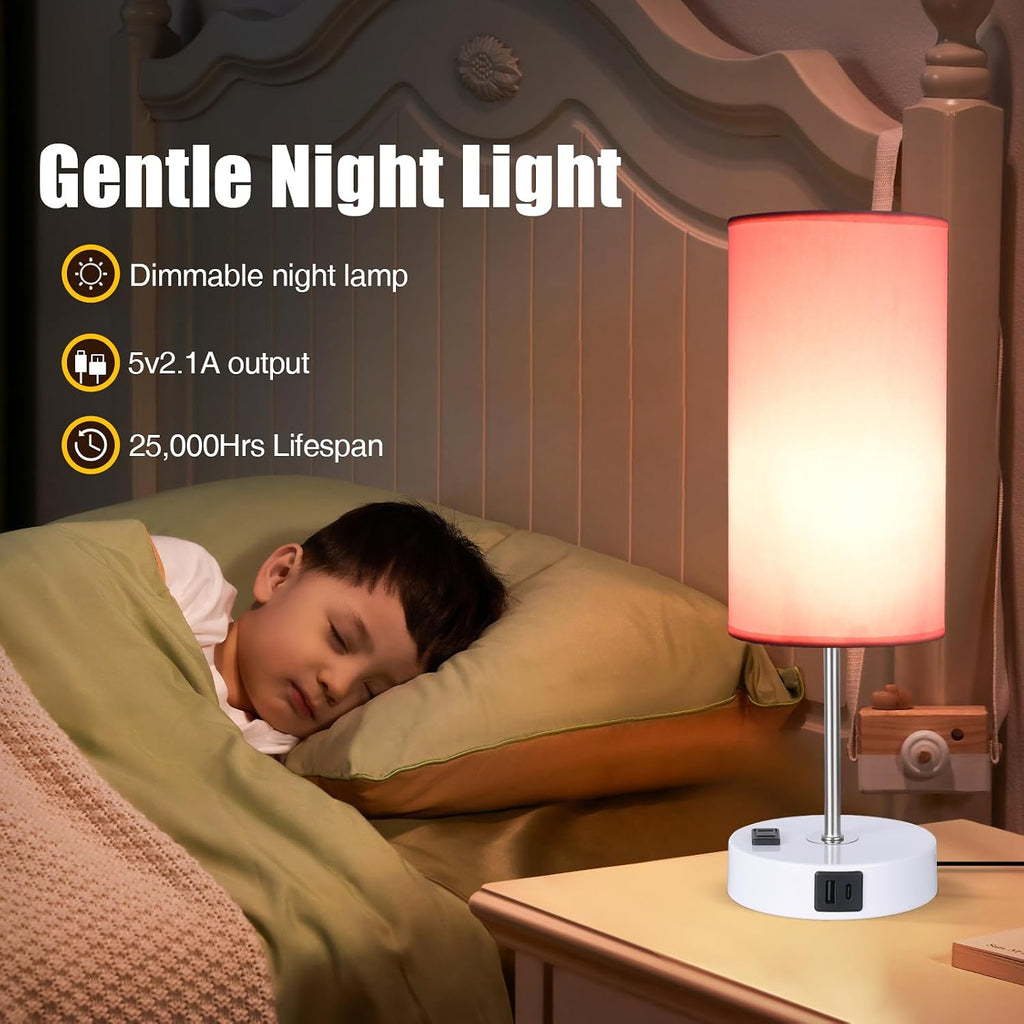 Table Lamp with USB Port - Desk Lamp Touch Lamp Bedside Lamps, 3 Way Dimmable Small Lamps, Nightstand, Nursery