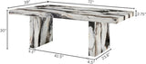 Cavira Modern Faux Marble Dining Table with Double Pedestal Base