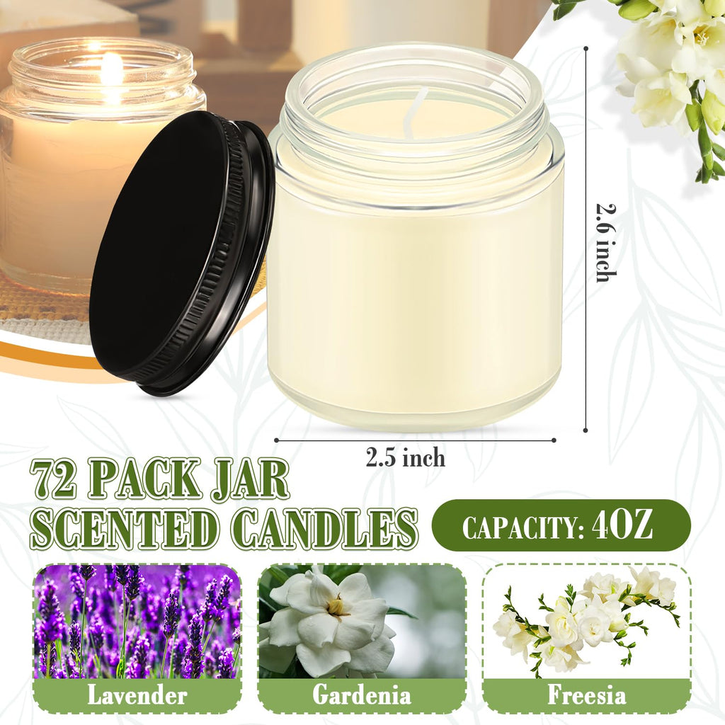 36 Pcs Bulk Candle Mini Mason Jar Candle, Freesia, Gardenia, Lavender