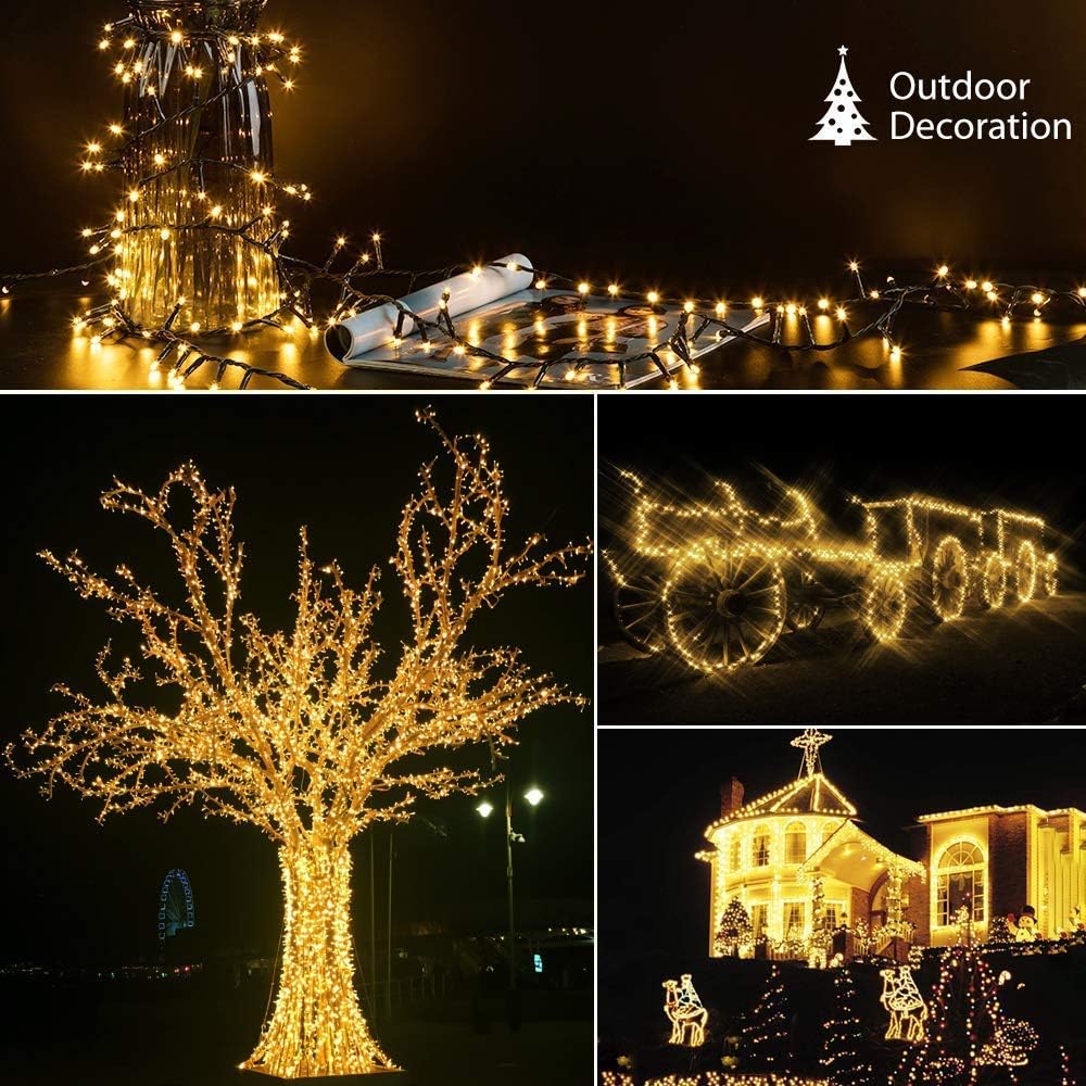 164ft 2000 LED Cluster Christmas Lights - Dark Green Wire Cluster Christmas Tree Lights - 8 Modes Outdoor Waterproof