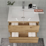 Wall-Mounted Bathroom Vanity with Sink and 2 Soft-Close Drawers