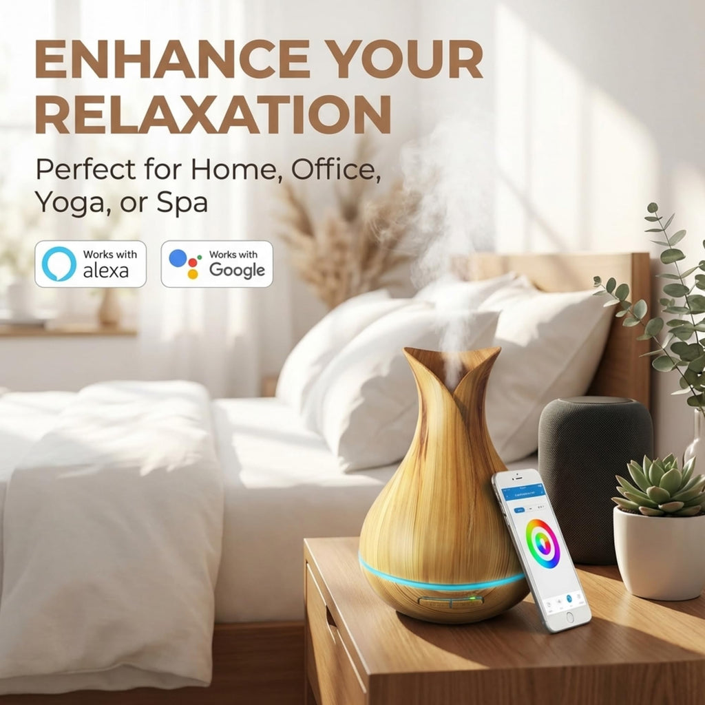 Smart WiFi Humidifier - Aromatherapy Essential Oil Diffusers with App Control & Voice Control - Works with Alexa &