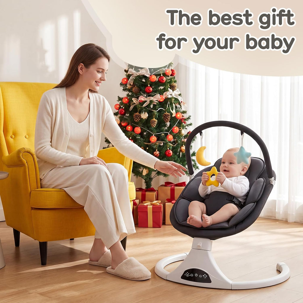 Electric Baby Swing with Remote Control,5 Speed&Portable&Cozy(0,Black