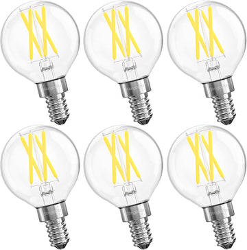 6 Pack E12 Dimmable G16.5 6W LED Candelabra Globe Light Bulbs 5000K