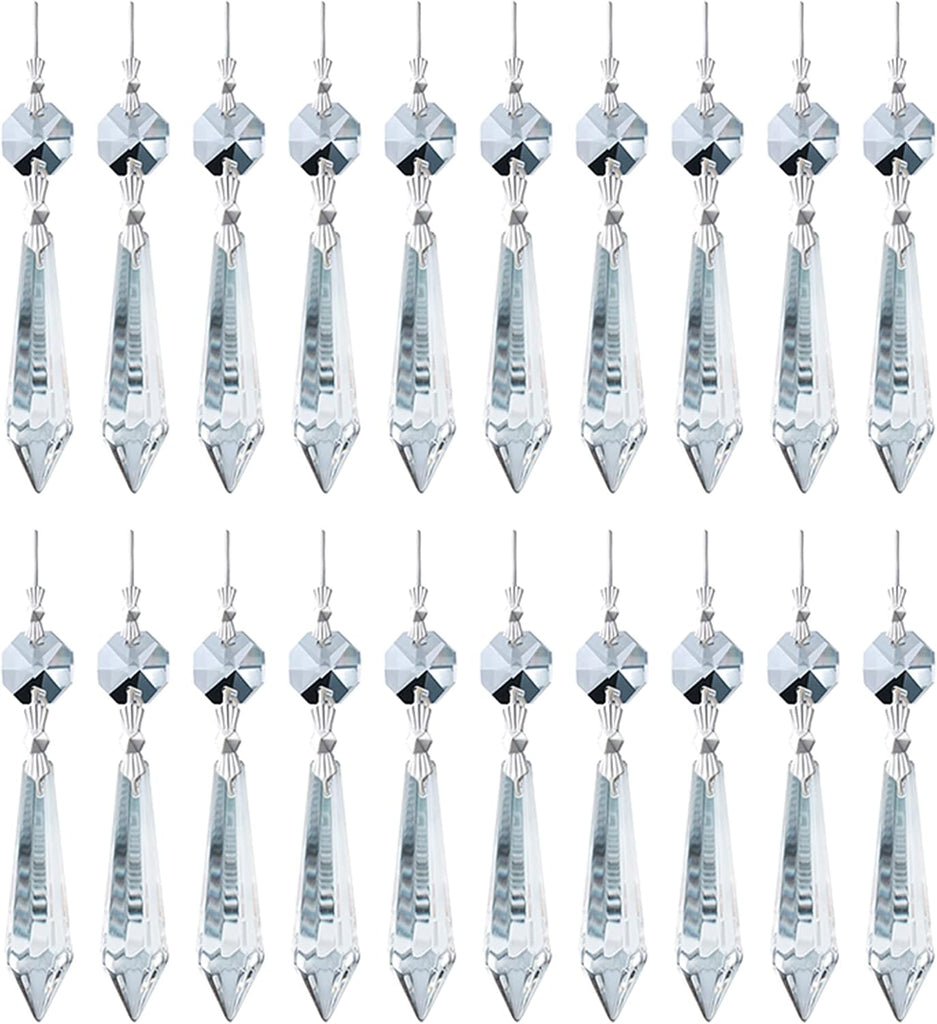 20 Pcs 55mm Clear Crystal Icicle Prisms Chandelier Hanging Lamp Decor - Clear Crystal Icicle Prisms Pendants