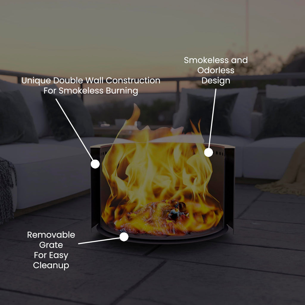 Titus Commercial Grade Wood Burning Smokeless Outdoor Firepit - Bronze Finish - 19.5 inches - Portable - Waterproof