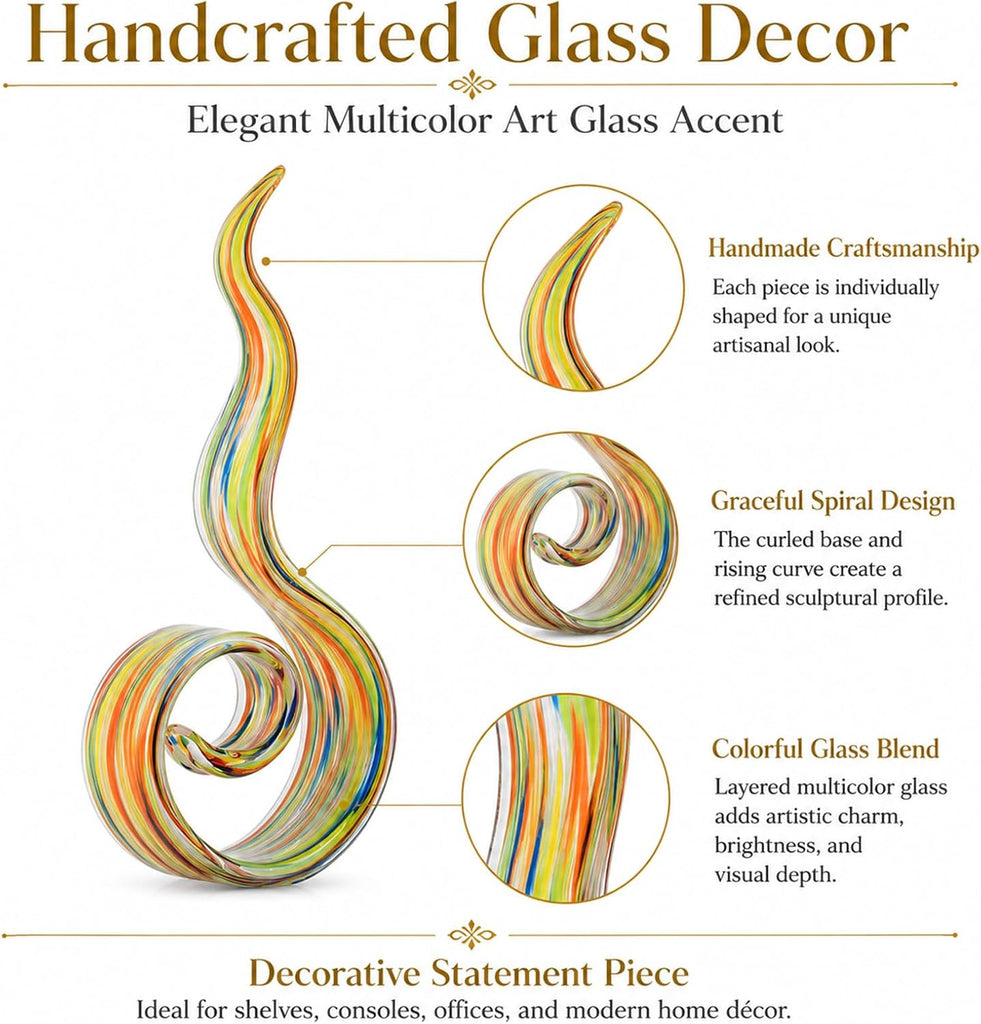 Hand Blown Glass Sculptures 11.4 in H Abstract Art s Murano-Style Home Decor Coffee Tables TV Stands