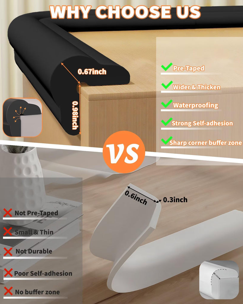 Baby Proof Edge Protector, 6.6FT 0.67" Thick, Peel and Stick