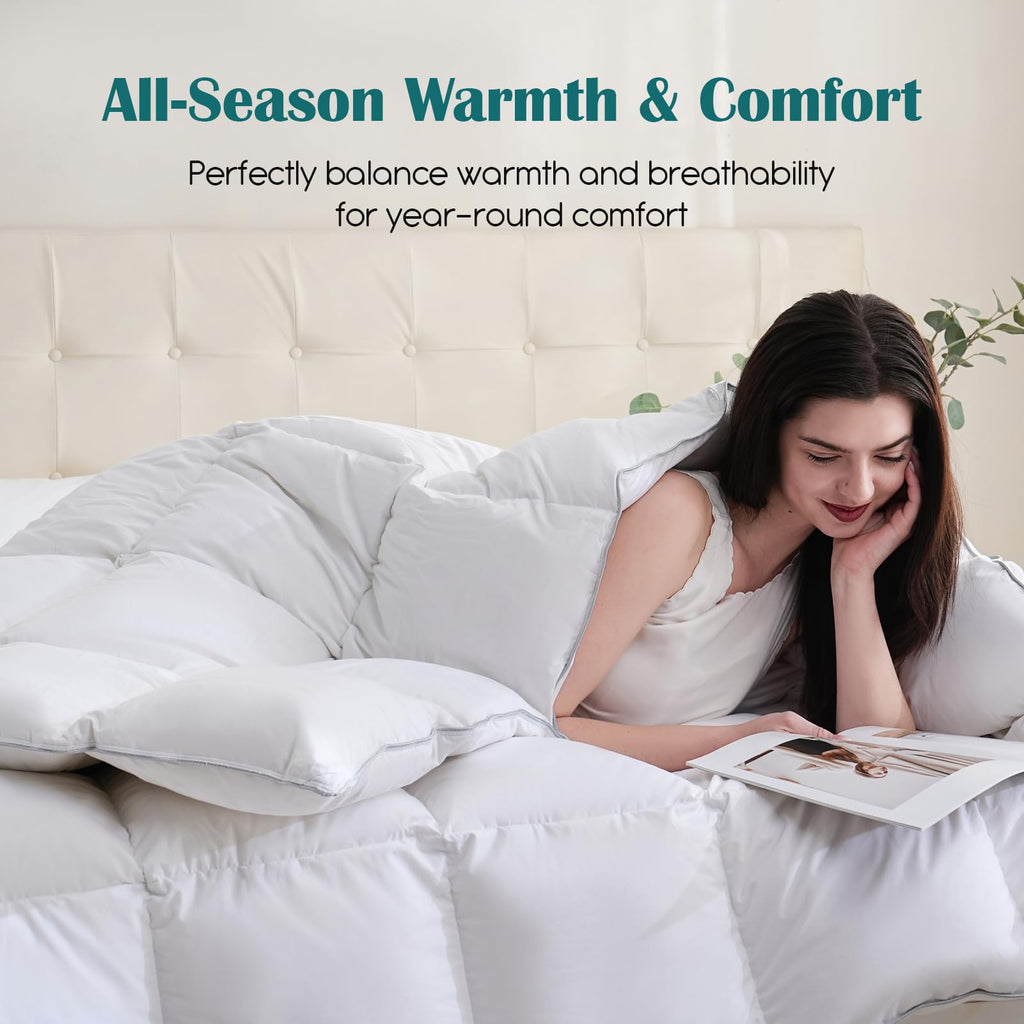 Goose Feather Down Fiber Comforter, 100% Cotton Cover