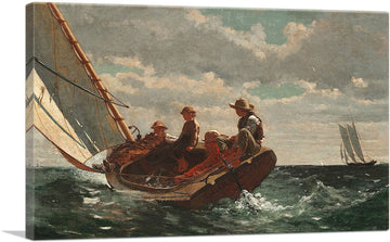 Breezing Up - A Fair Wind 1876 Canvas Art Print Stretched Framed Painting Picture Poster Giclee Wall Decor by Winslow
