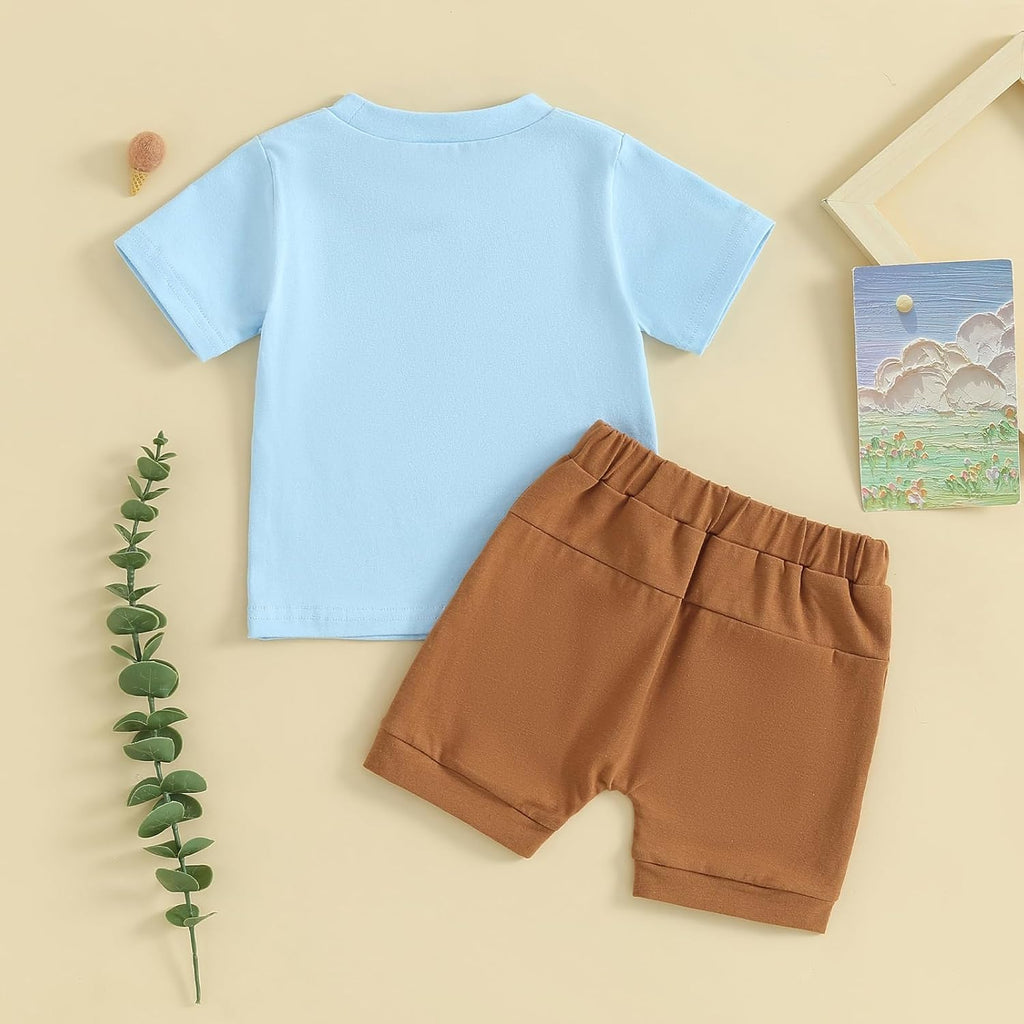 Baby Boy Clothes Toddler Fishing Tee Shirt Shorts Set