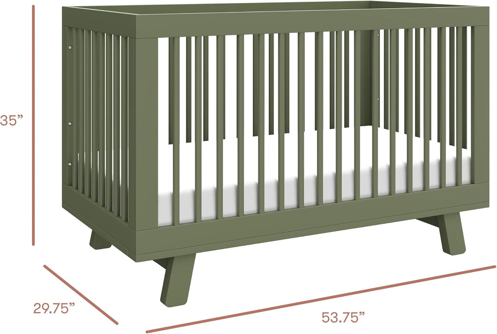 Hudson 3-in-1 Convertible Baby Crib, Olive Green | Baby Crib Converts to Toddler Bed & Daybed - GREENGUARD Gold