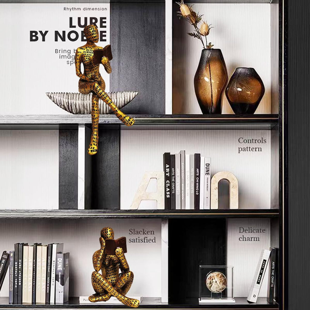 3 Pcs Reading Women Figurine, Thinker Statue, Modern Bookshelf Decor, Aesthetic Sculpture, Room Decor Modern Abstract