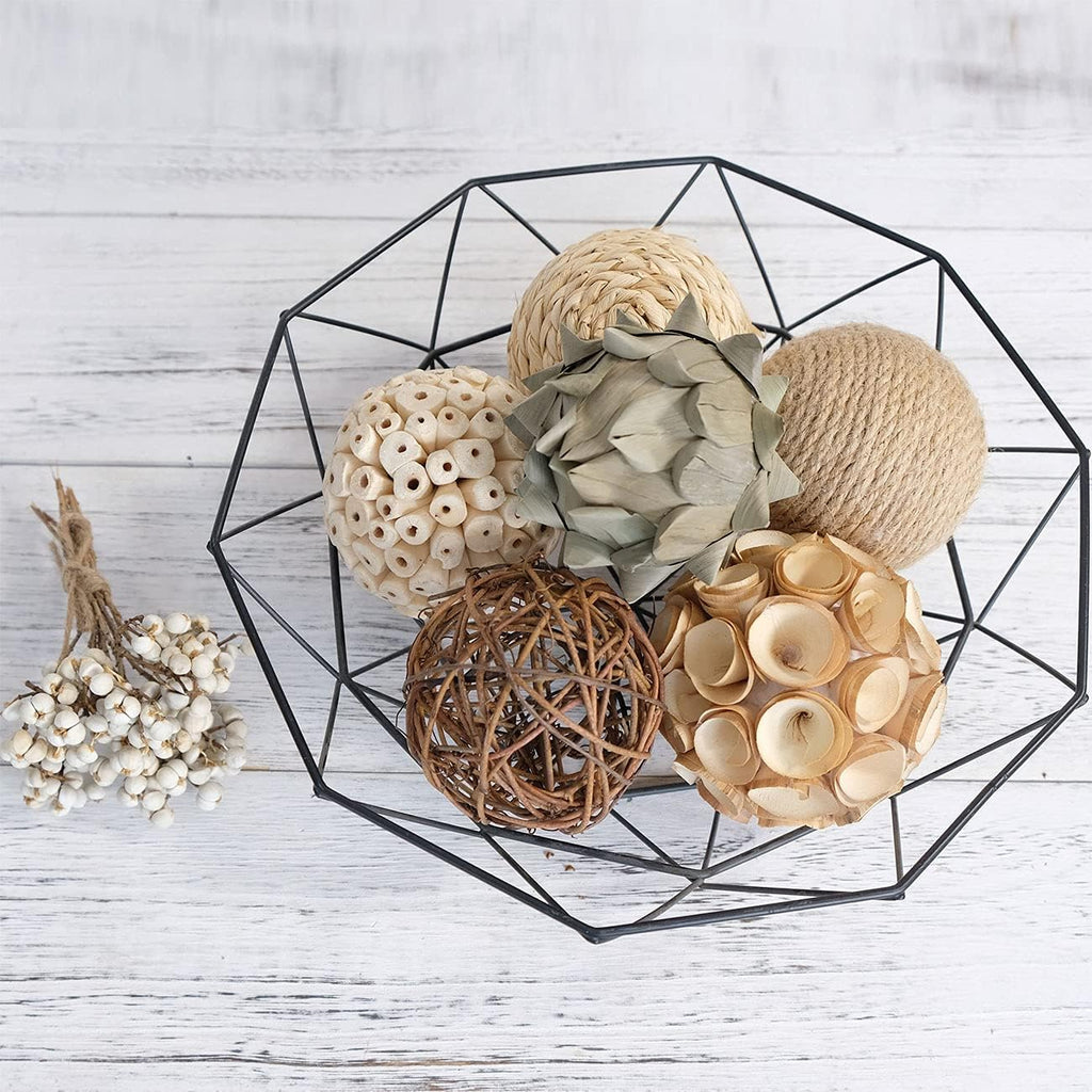 3.5inch Woven Wicker Rattan Balls Decorative Ball Twig Orbs Green Orbs Vase Bowl Filler for Tabletop Decor - Set of 6