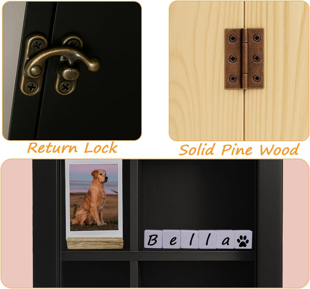 12x16 Solid Wood Pet Memorial Shadow Box Frame with Shelves & Door