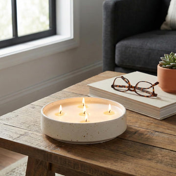 Ceramic Scented Decorative Candles, or Bathroom - Round Vessel Design for Candles for Men and Small or Large Room