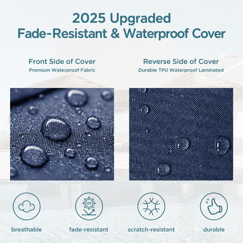 Outdoor Lounge Chair Cushions, 72X2.5X3.5, Navy 1PK | Waterproof Outdoor Fabric, Premium Foam Filling, Removable