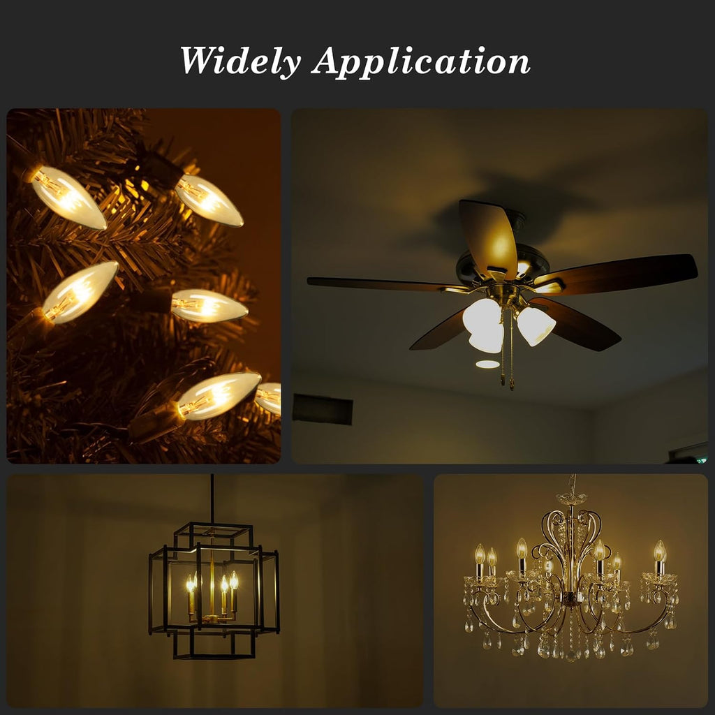 E12 CA10 25 Watt Equivalent Clear LED Candelabra Bulbs,2700K Dimmable