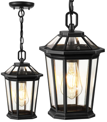 Outdoor Pendant Lights, Black Modern Hanging Outside Lantern