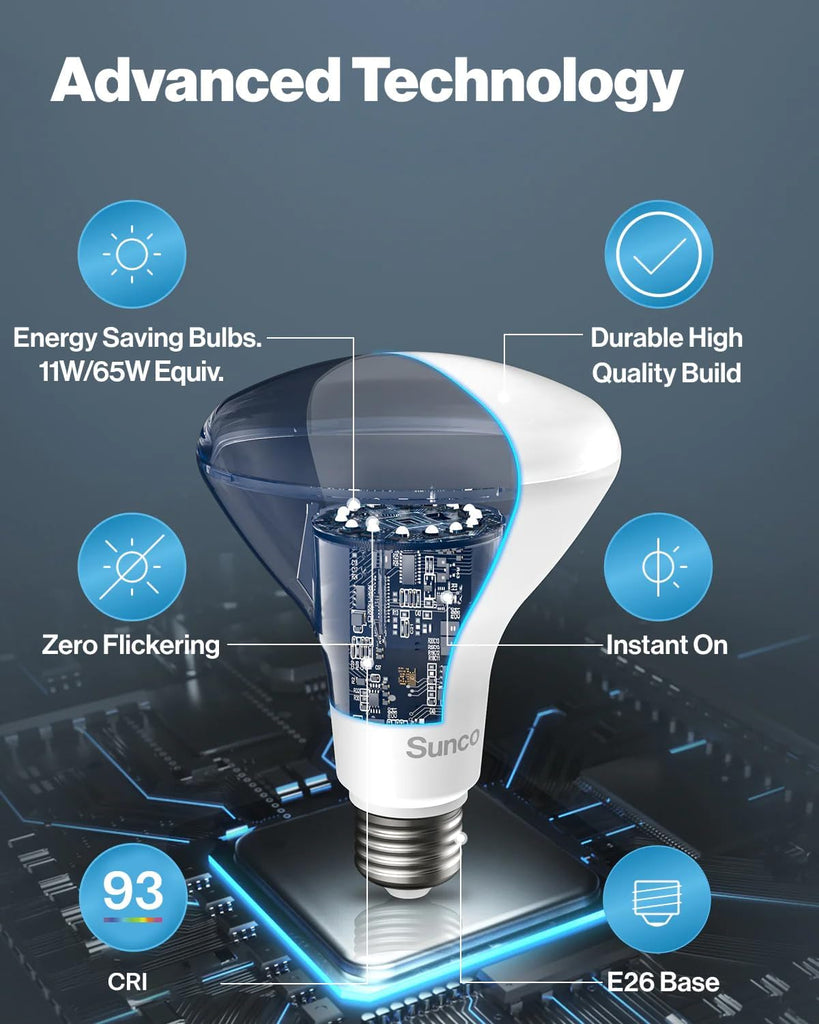 12 Pack BR30 Light Bulbs LED, Recessed Can Light Bulbs, Indoor Flood Bulb, 850 LM, 11W (65W Equivalent), 5000K