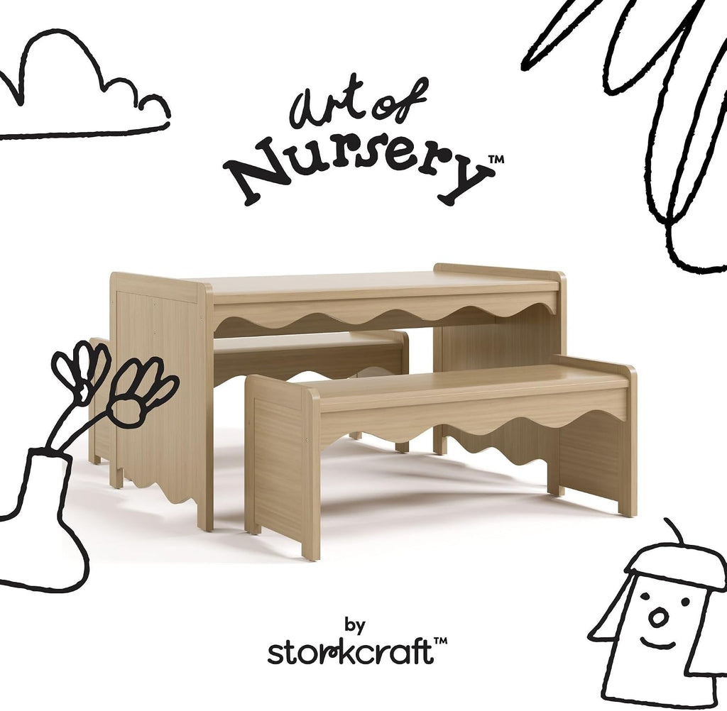 Casablanca Montessori Indoor Kids Table & Bench Set, Driftwood