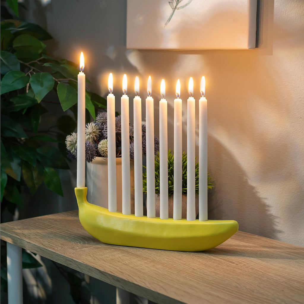 Novelty Ceramic BanorahTM - for Hanukkah, Chanukah Candle Holder - Fun, Banana Themed