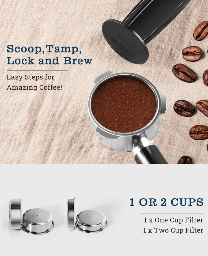 Espresso Machine with Powerful Steam Wand for Latte & Cappuccino