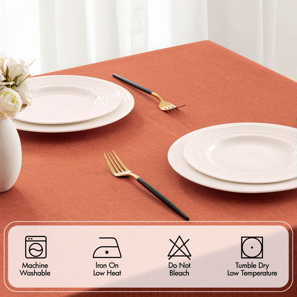 Burnt Orange Fall Rectangle Tablecloth with Cutouts 52x70 Inch