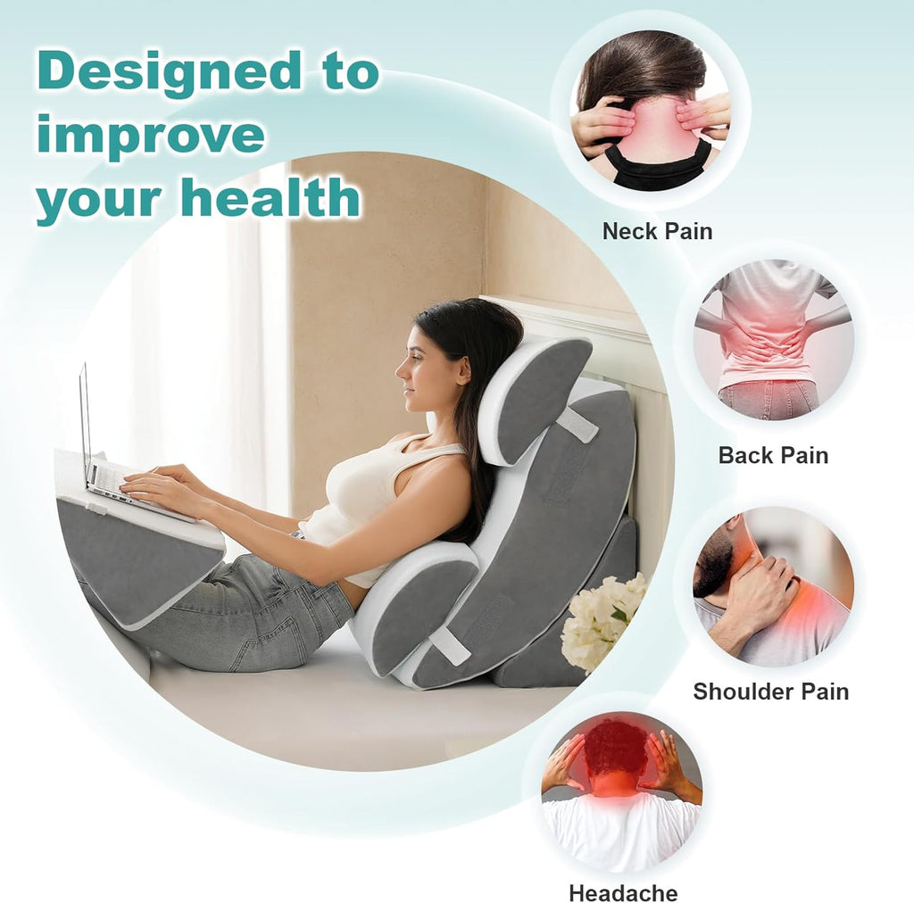 Bed Wedge Pillow Set for After Surgery 6P, Reading Pillows, 23" | Post Surgery Pillow for Sleep Apnea and Acid Reflux