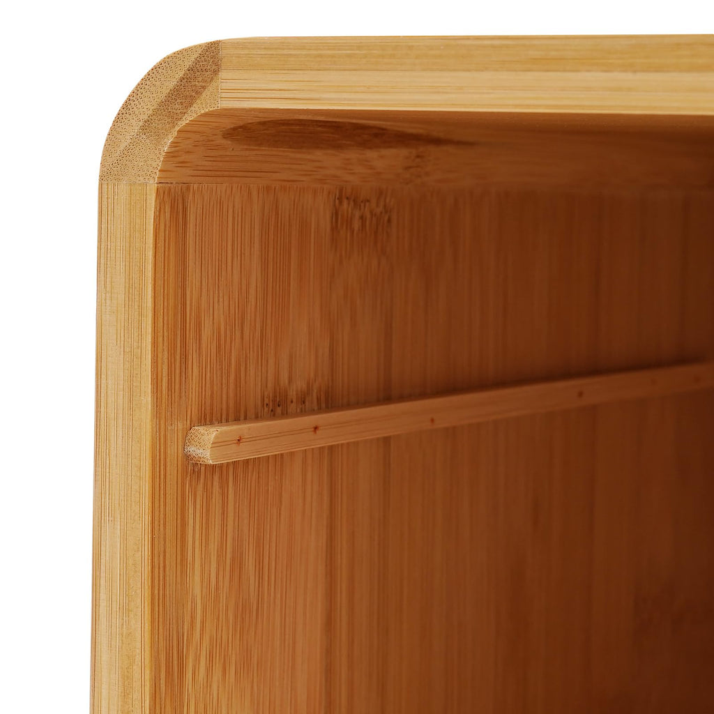 Bamboo Floating Nightstand with Storage Drawer, Wall Mounted Bedside Table End Tables with Open Shelf, Bedside