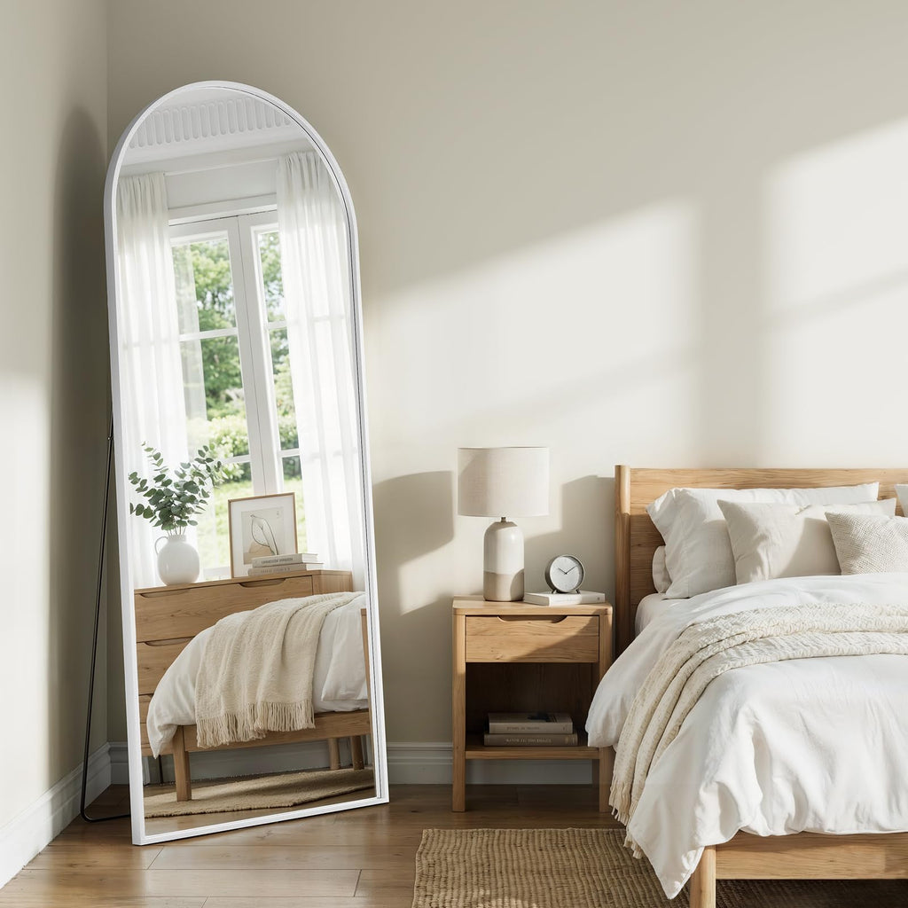 Full Length Mirror - 57" x 20" Arched Floor Mirror/Wall Mounted Aluminum Alloy Frame Full Body Mirrors Living Room