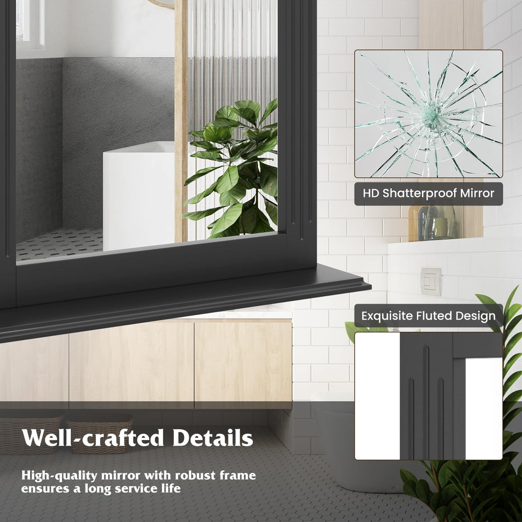 Bathroom Mirror with Shelf, Rectangle Over Sink Mirror, Hanging Vanity Mirror for Dressing Room Washroom Bedroom